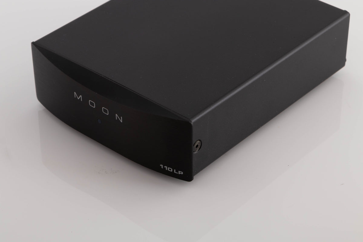 Front right corner view of a used Moon 110LP v2 Phonostage