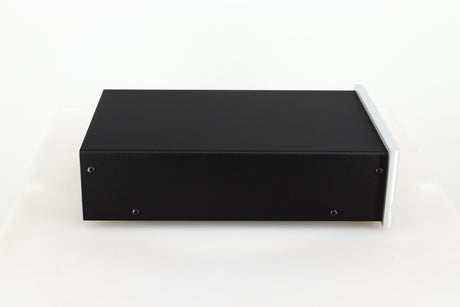 Left side view of a used Moon 310LP Phonostage in a silver finish