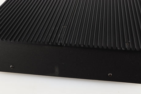 Close up of a used Musical Fidelity 3A Pre Amplifier in a black finish showing slight graze on right side