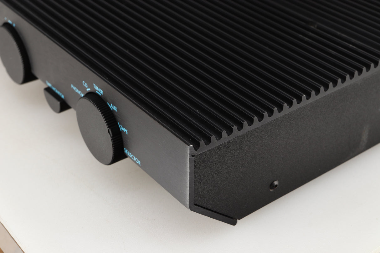 Front right corner of a used Musical Fidelity 3A Pre Amplifier in a black finish