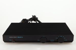 Front view of a used Musical Fidelity 3A Pre Amplifier in a black finish