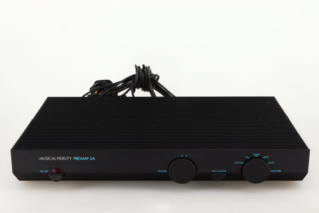 Front view of a used Musical Fidelity 3A Pre Amplifier in a black finish