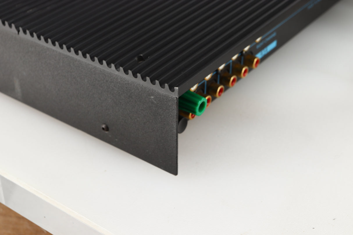 Rear right corner of a used Musical Fidelity 3A Pre Amplifier in a black finish
