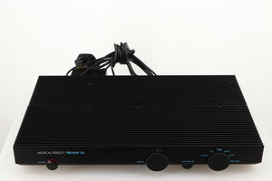 Top of a used Musical Fidelity 3A Pre Amplifier in a black finish