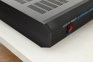 Front left corner view of a used Musical Fidelity B1 Integrated Amplifier