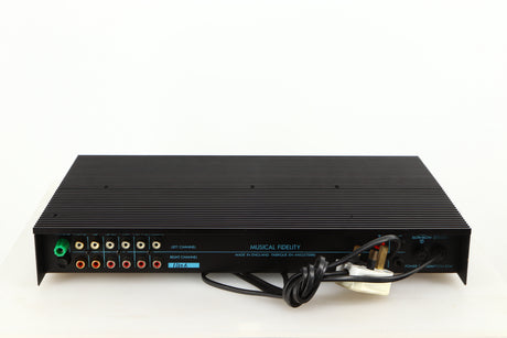 Rear view of a used Musical Fidelity B200 Integrated Amplifier in a black finish 