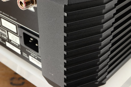 Close up of a used Musical Fidelity KW250S Integrated System showing scratching on rear