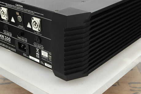 Rear right corner view of a used Musical Fidelity KW550 Integrated Amplifier Power Supply