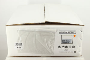 Box for a used Musical Fidelity M2si Integrated Amplifier in a black finish
