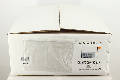 Box for a used Musical Fidelity M2si Integrated Amplifier in a black finish