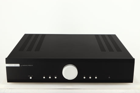 Front view of a used Musical Fidelity M2si Integrated Amplifier in a black finish