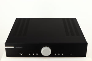 Top of a used Musical Fidelity M2si Integrated Amplifier in a black finish