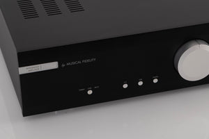 Close up view of a used Musical Fidelity M3si Integrated Amplifier in Black