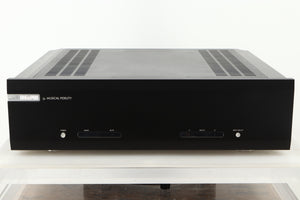 Front view of a used Musical Fidelity M6PRX Power Amplifier in Black finish