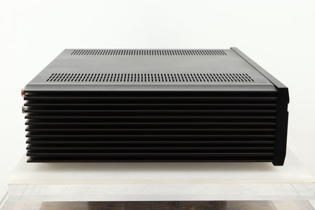 Side view of a used Musical Fidelity M6PRX Power Amplifier in Black finish