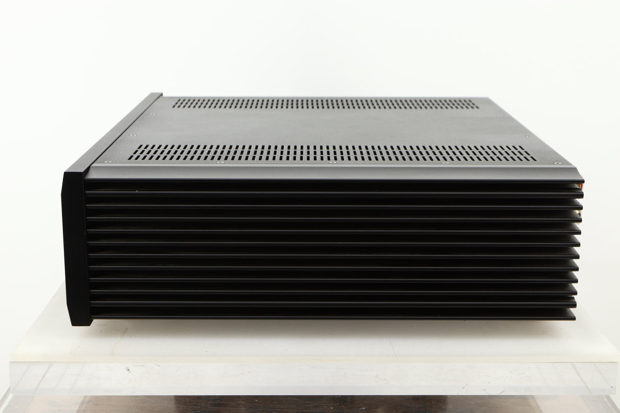 Side view of a used Musical Fidelity M6PRX Power Amplifier in Black finish