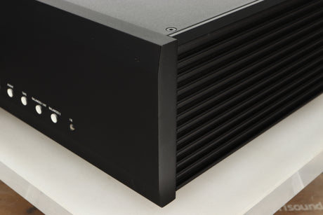 Front right corner view of a used Musical Fidelity M6s Pre Amplifier in Black finish
