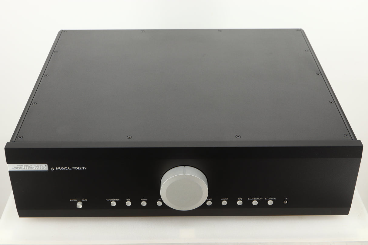 Top view of a used Musical Fidelity M6s Pre Amplifier in Black finish