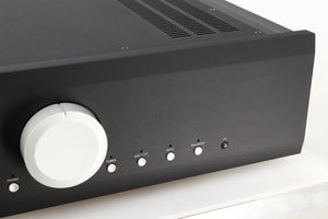 Close up view of a used Musical Fidelity M6si Integrated Amplifier in Black finish 