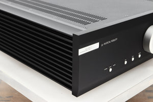 Front left corner view of a used Musical Fidelity M6si Integrated Amplifier in Black finish 