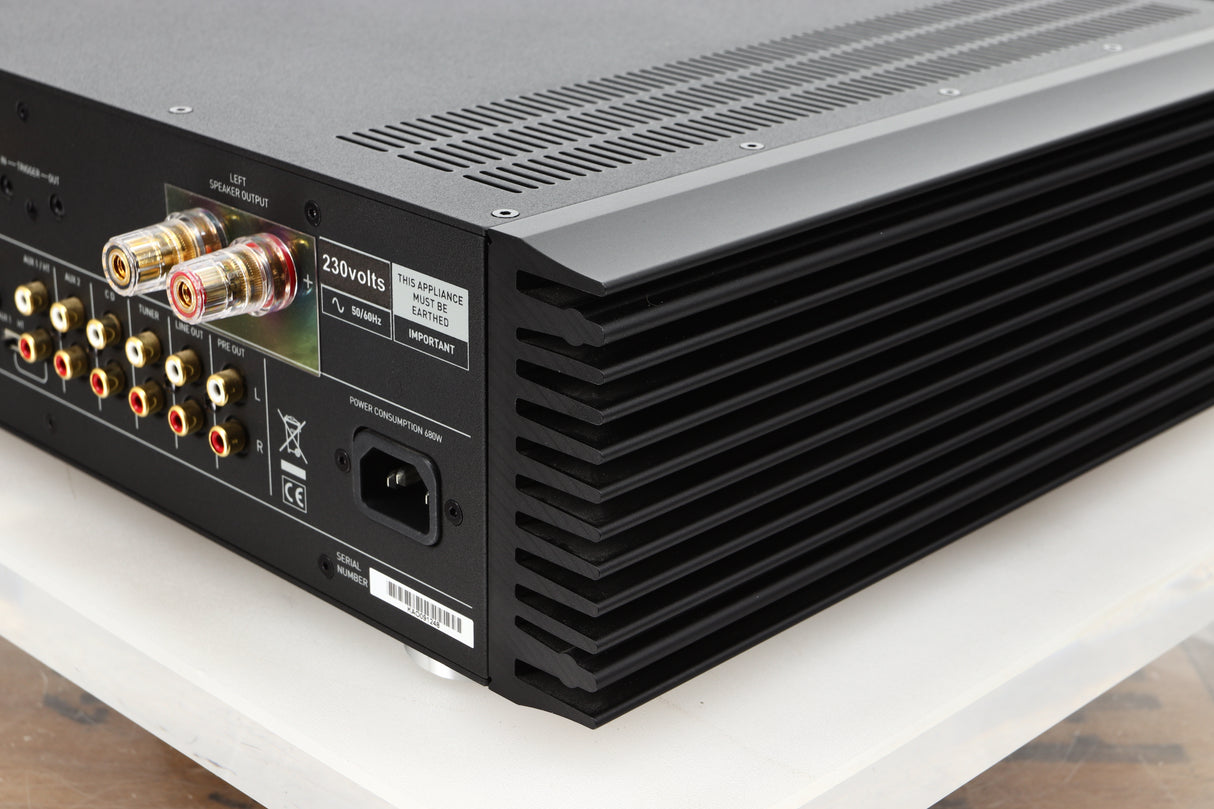 Rear right corner view of a used Musical Fidelity M6si Integrated Amplifier in Black finish 