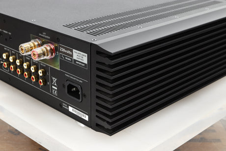 Rear right corner view of a used Musical Fidelity M6si Integrated Amplifier in Black finish 