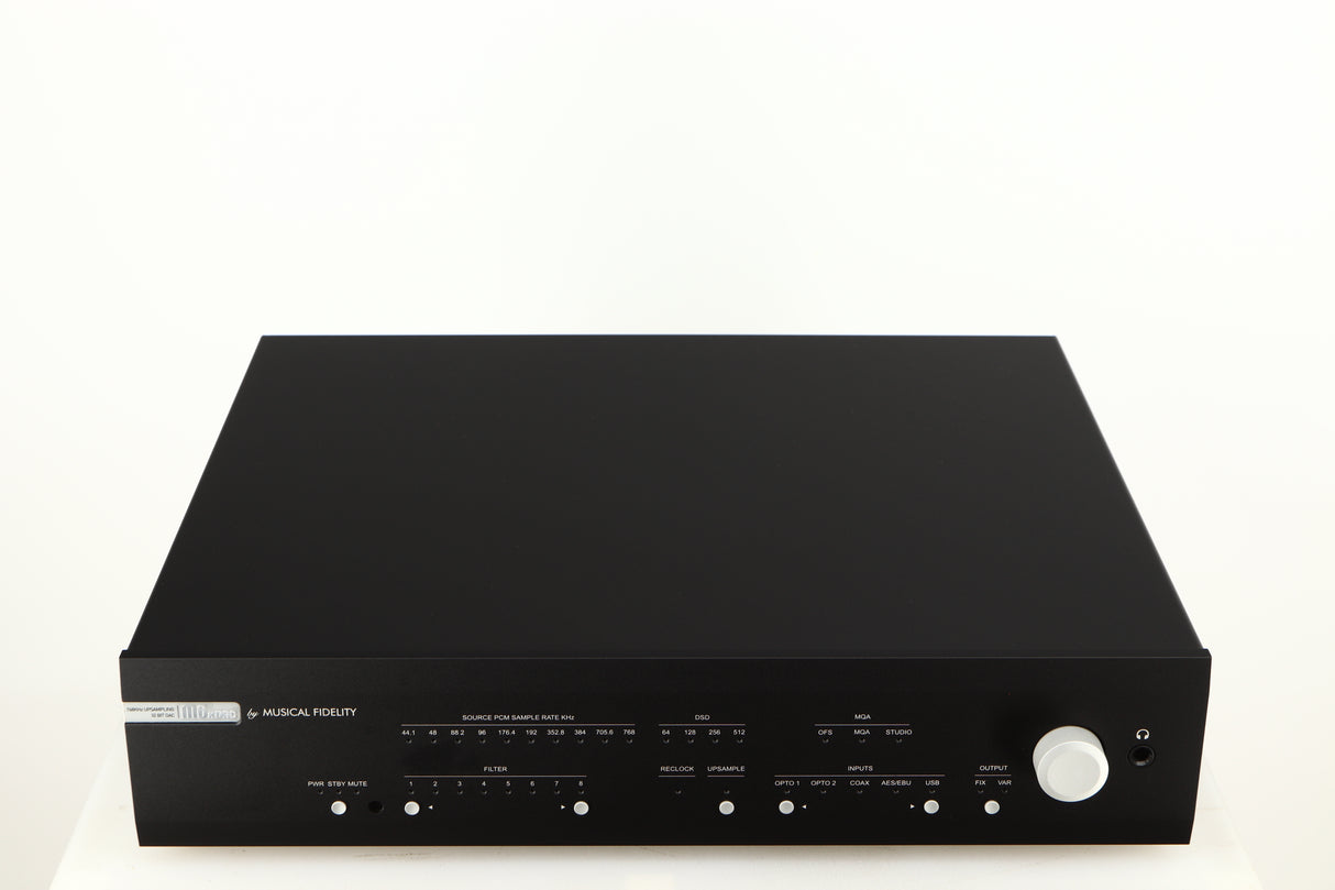 Top of a used Musical Fidelity M6X DAC in a black finish