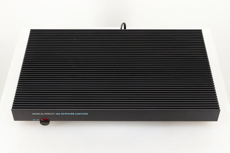 Top view of a used Musical Fidelity MA50 Class A Monoblock Power Amplifiers in Black finish