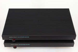 Top view of a used Musical Fidelity MA50 Class A Monoblock Power Amplifiers in Black finish