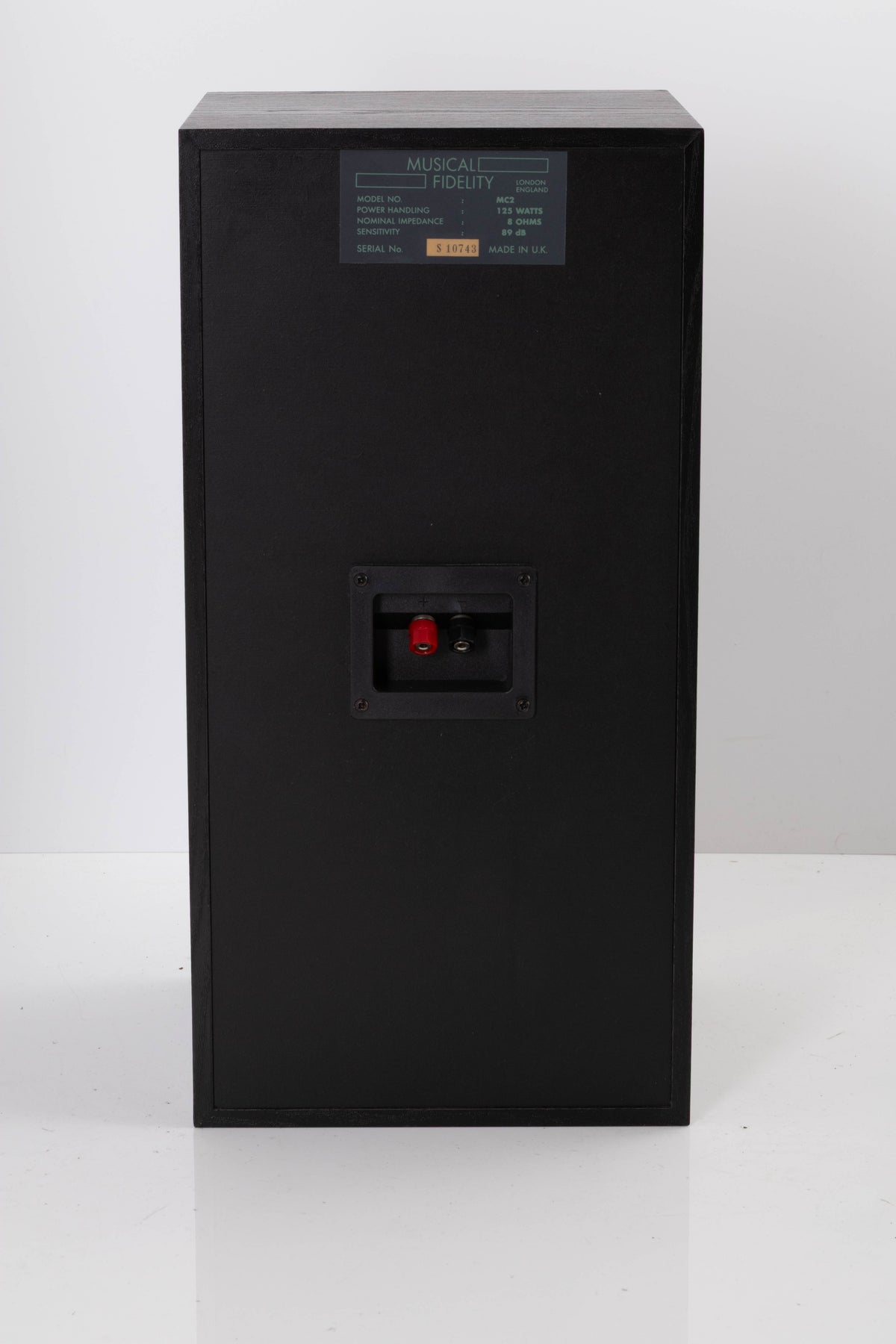 Rear view of a used Musical Fidelity MC-2 MKII Standmount Speaker in Black