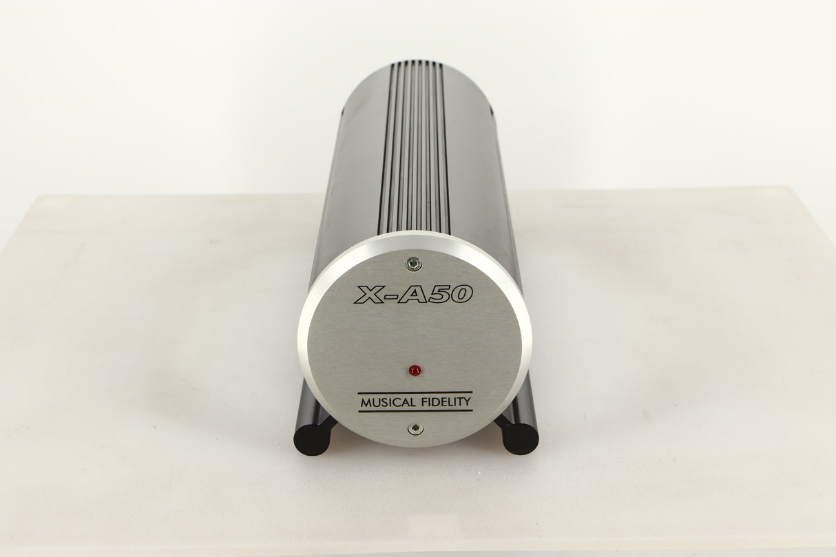 Front view of a used Musical Fidelity X-A50 Monoblock Power Amplifier