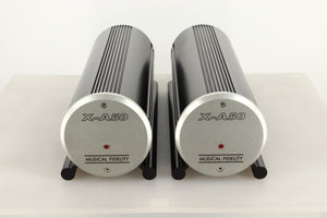 Front view of a used pair of Musical Fidelity X-A50 Monoblock Power Amplifiers