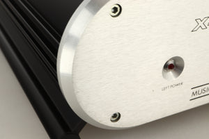 Close up view of a used Musical Fidelity X-AS100 Power Amplifier