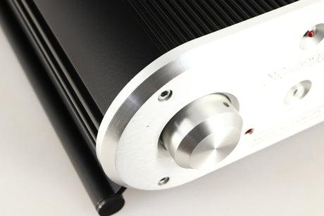 Close up of a used Musical Fidelity X-P100 Pre Amplifier showing very small nick on fascia