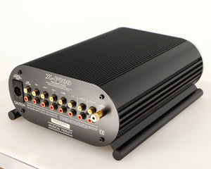 Rear left corner of a used Musical Fidelity X-P100 Pre Amplifier 
