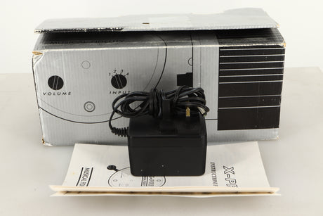 Box of a used Musical Fidelity X-Pre Pre Amplifier with mains cable, and manual
