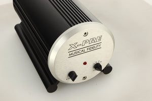 Close up view of a used Musical Fidelity X-Pre Pre Amplifier