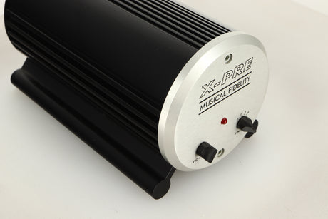 Front left corner view of a used Musical Fidelity X-Pre Pre Amplifier