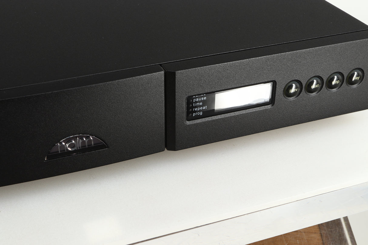Close up of a used Naim CD5 CD Player in a black finish showing the fascia