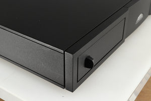 Front left corner of a used Naim CD5 CD Player in a black finish
