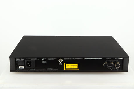 Rear view of a used Naim CD5 CD Player in a black finish showing Mains Input and Channel Input