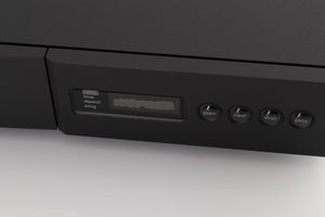 Close up of a used Naim CD5 XS CD Player in a Black finish showing screen faded