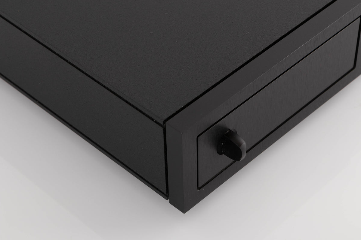 Front left corner of a used Naim CD5 XS CD Player in a Black finish