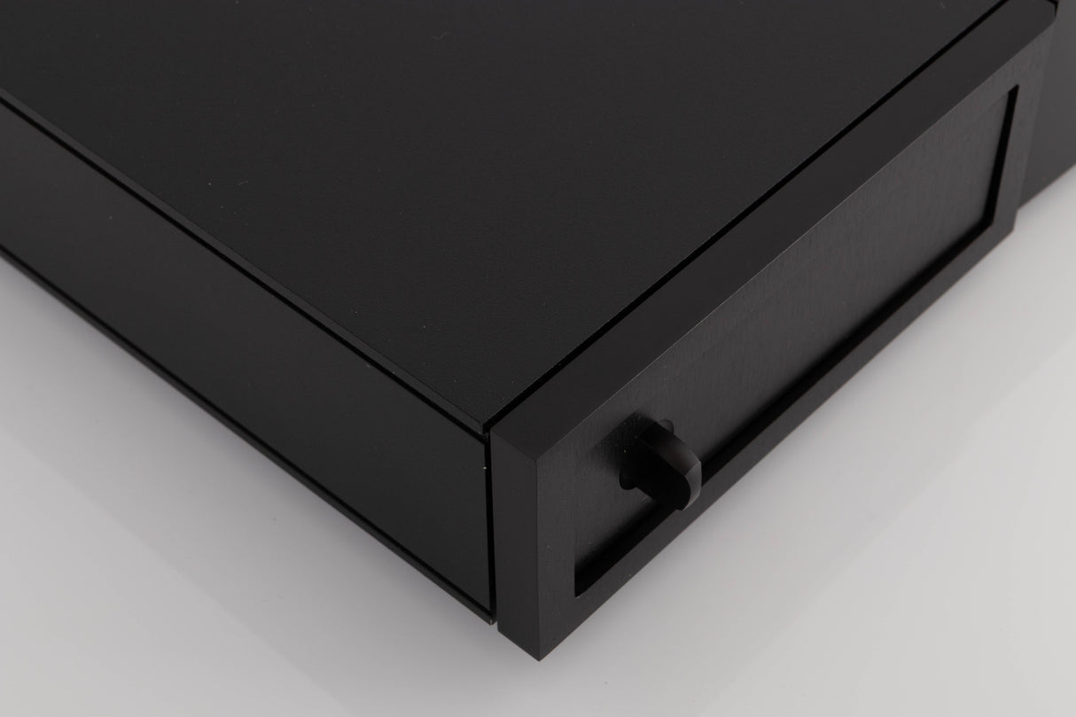 Front left corner of a used Naim CD5 XS CD Player in a Black finish
