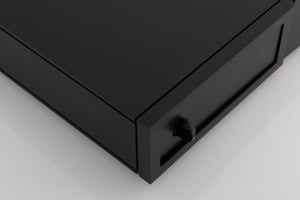 Front left corner of a used Naim CD5 XS CD Player in a Black finish