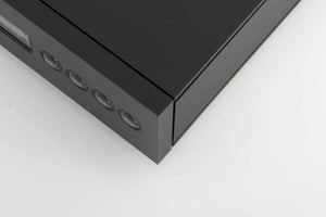Front right corner of a used Naim CD5 XS CD Player in a black finish