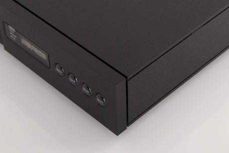 Front right corner of a used Naim CD5 XS CD Player in a Black finish