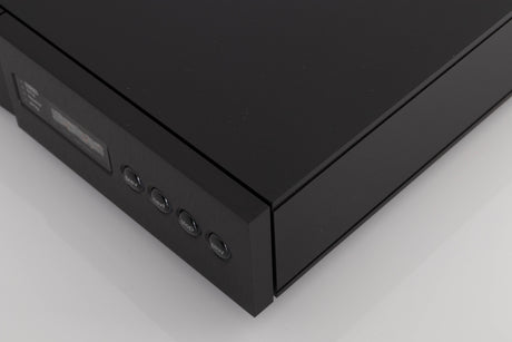 Front right corner of a used Naim CD5 XS CD Player in a Black finish