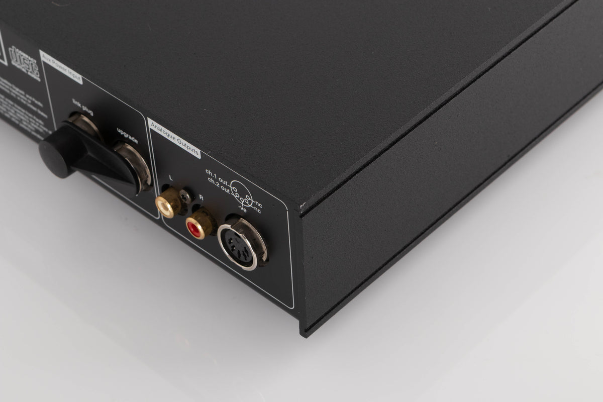 Rear left corner of a used Naim CD5 XS CD Player in a Black finish