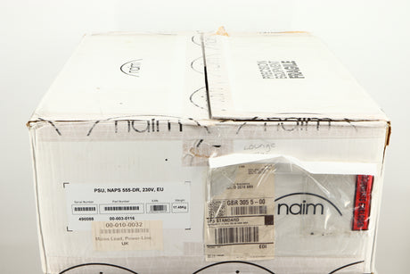Box for a used Naim CD555PS DR Power Supply in a black finish